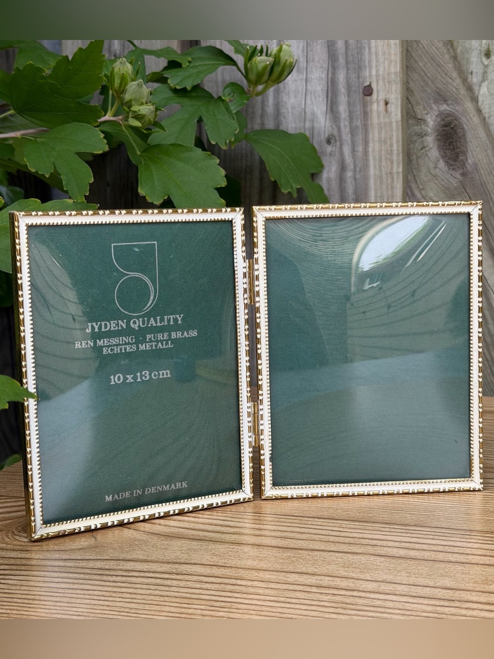 Vintage Convex Glass Pure Brass Hinged Double Picture Frame Jyden Denmark